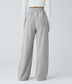Pantalon velours côtelé de jogging décontracté à taille haute avec poches latérales