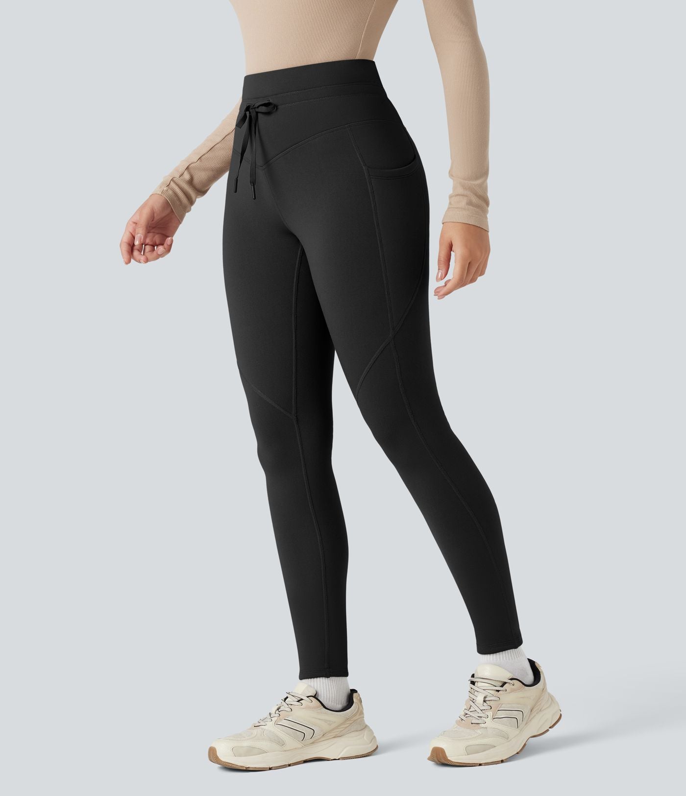 Legging de randonnée polaire 7/8 taille haute avec cordon de serrage et poches