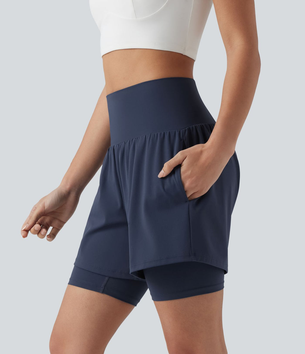 Short de yoga SoftlyZero™ Airy 2-en-1 taille ultra-haute effet frais InstantCool 17,5 cm avec poches