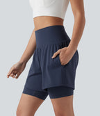 Short de yoga SoftlyZero™ Airy 2-en-1 taille ultra-haute effet frais InstantCool 17,5 cm avec poches