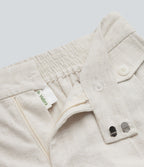 Short casual en mélange de lin taille haute 15 cm avec poches