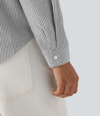 Chemise décontractée rayée à manches longues avec nœud devant