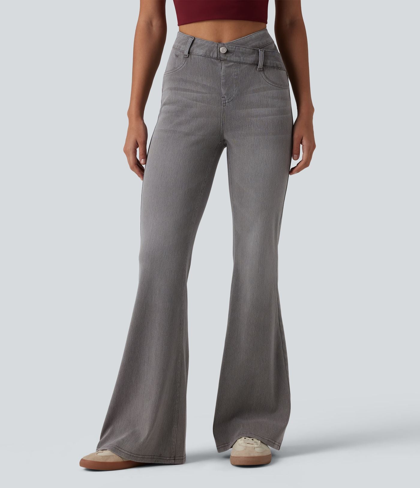 Jean Halara Flex™ taille haute croisé gainant bootcut décontracté avec poches