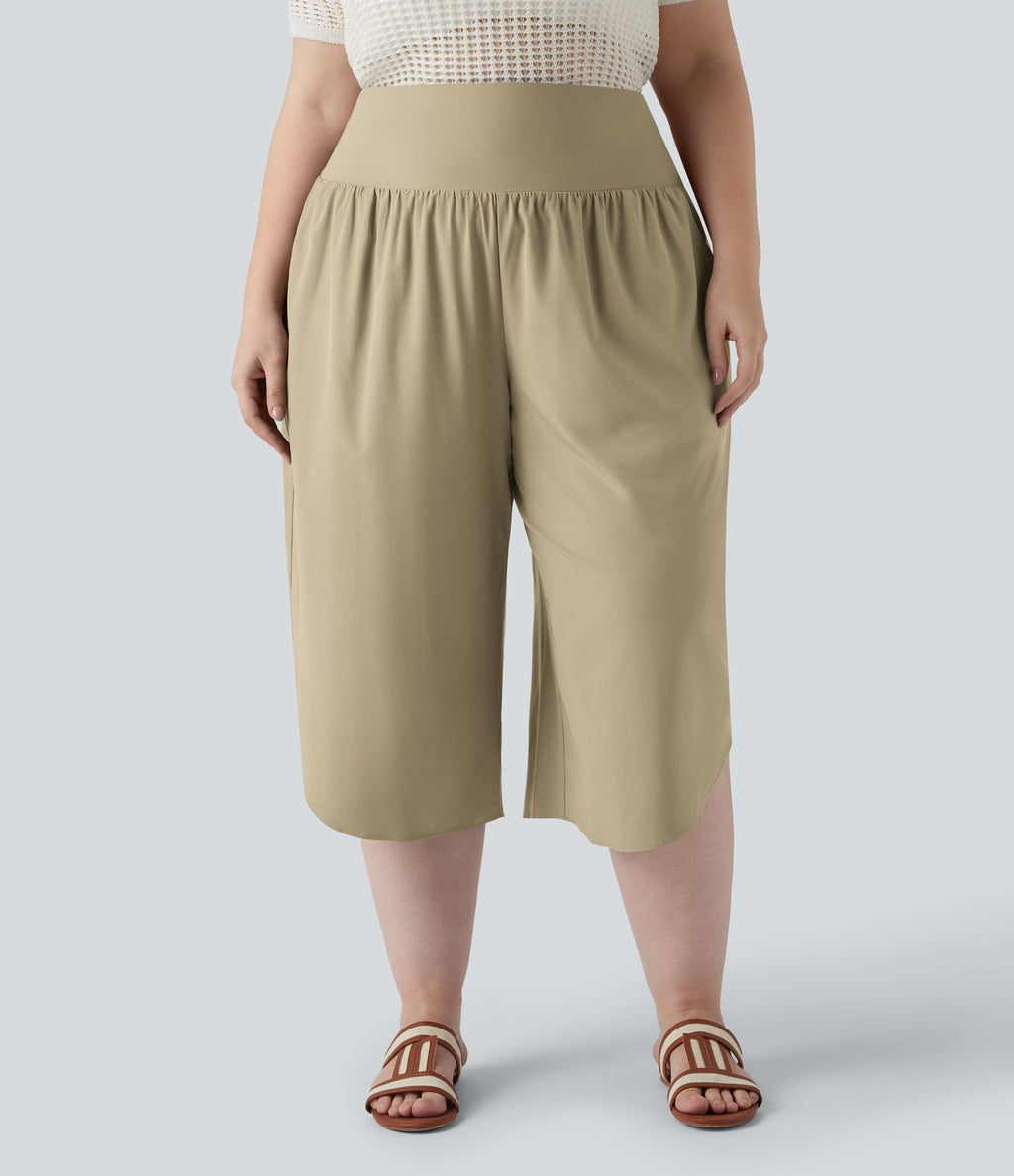 Pantalon capri grande taille Breezeful™ taille haute gainant à ourlet arrondi séchage rapide avec poches