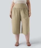 Pantalon capri grande taille Breezeful™ taille haute gainant à ourlet arrondi séchage rapide avec poches