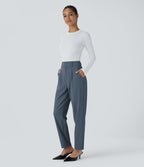 Pantalon tailleur Halara Flex™ fuselé uni, taille haute, avec poches