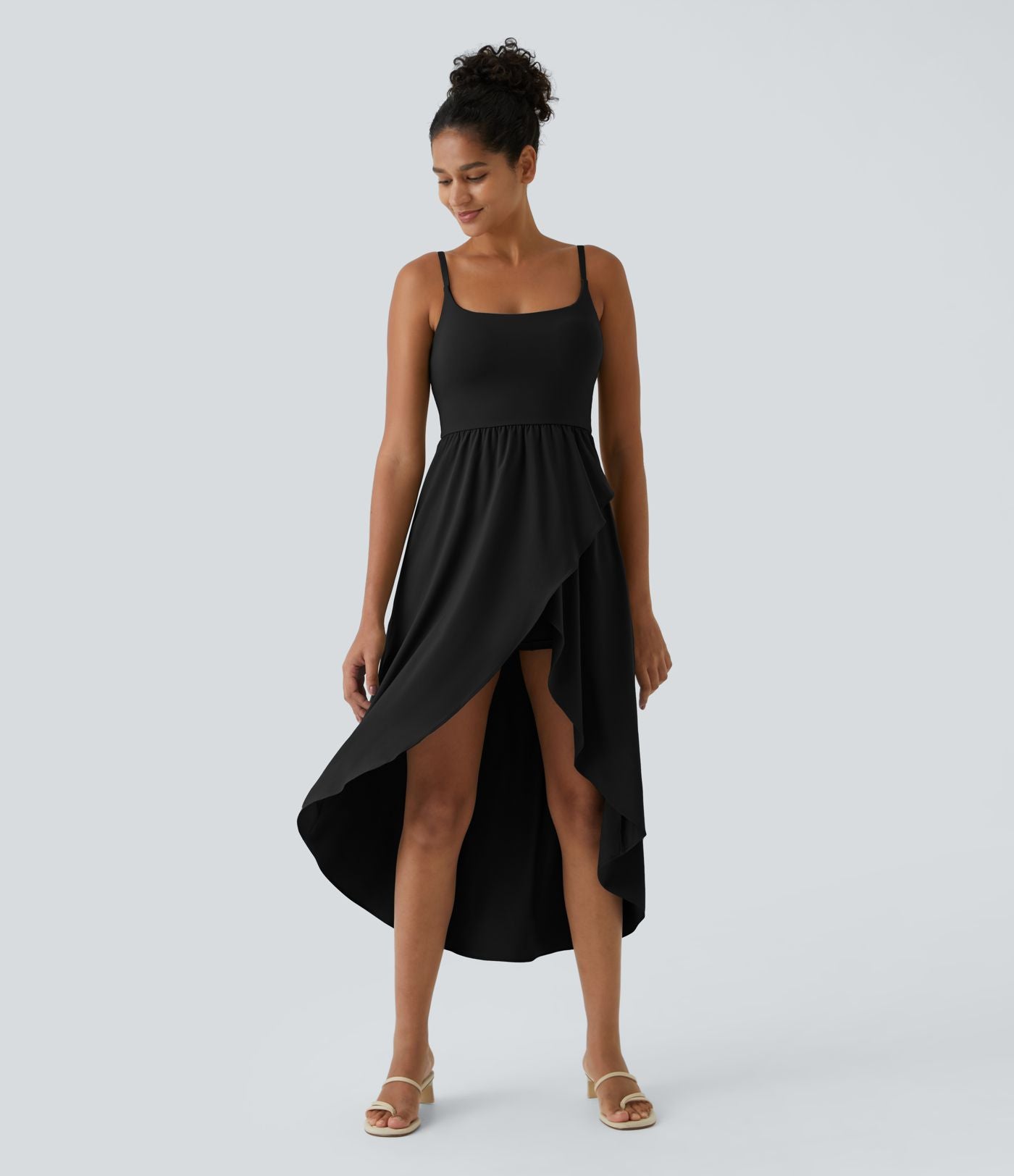 Breezeful™ Robe Casual 2 Pièces Dos Nu Haut Bas Poche Latérale Fluide Séchage Rapide