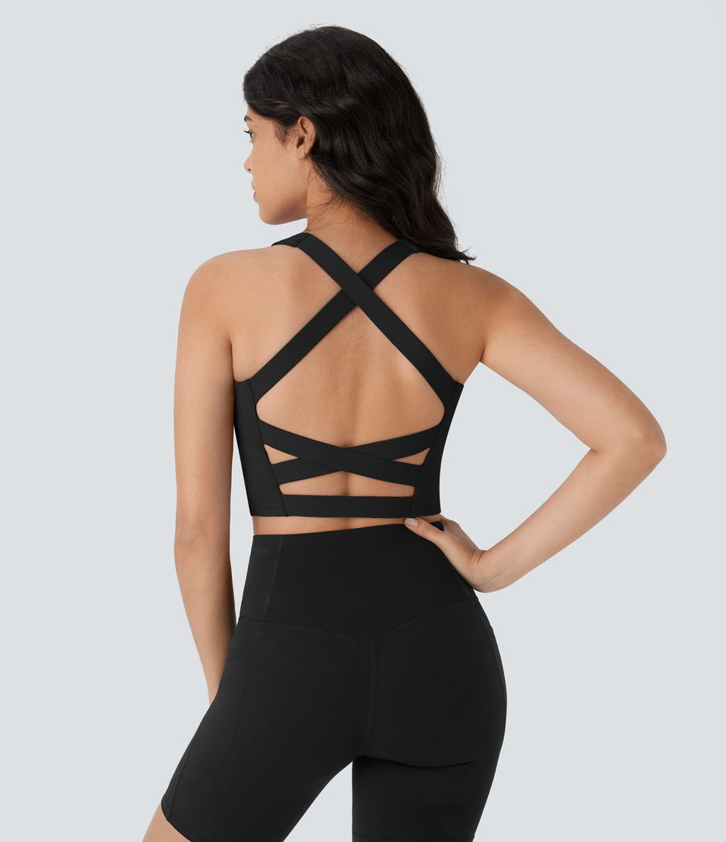 Débardeur yoga court SoftlyZero™ Airy col carré effet frais InstantCool, bonnets E-G