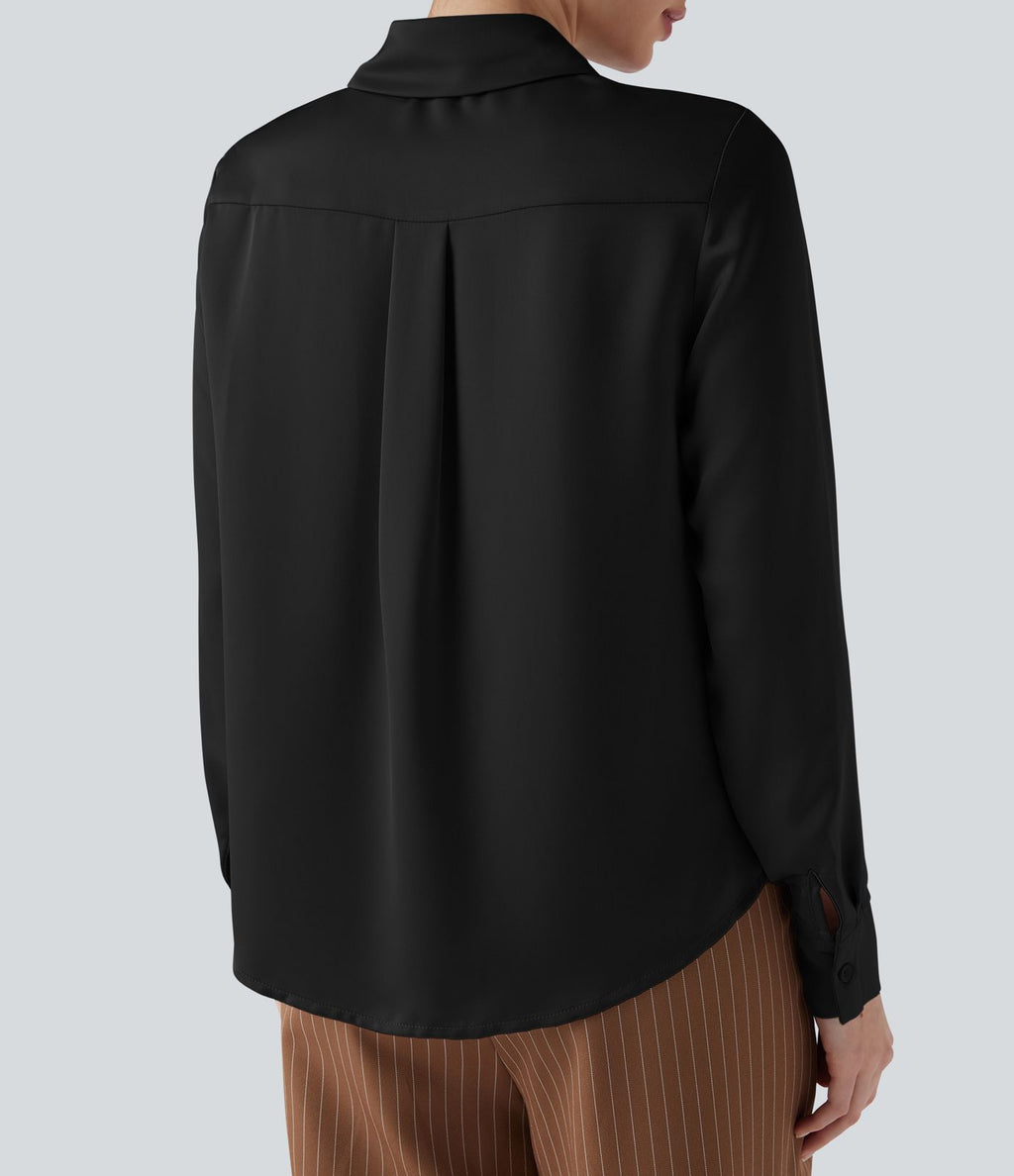 Chemise de travail en satin à manches longues