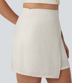 Jupe mini casual 2-en-1 taille mi-haute mélange lin