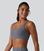 Brassière de sport Halara UltraSculpt™ à rayures jacquard, maintien léger, décolleté en U et découpe intégrée