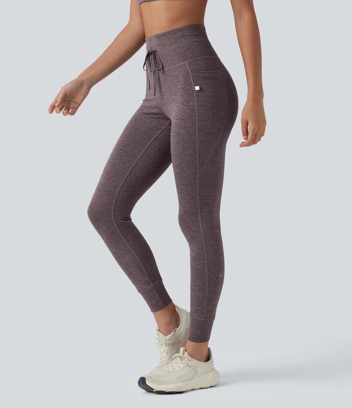 Legging 7/8 de yoga chiné taille haute séchage rapide avec cordon de serrage Halara UltraSculpt™ et poches