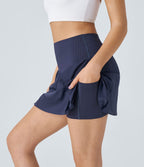 Breezeful™ Jupe Mini de Tennis Taille Haute Plissée 2-en-1 avec Poches Latérales et Séchage Rapide