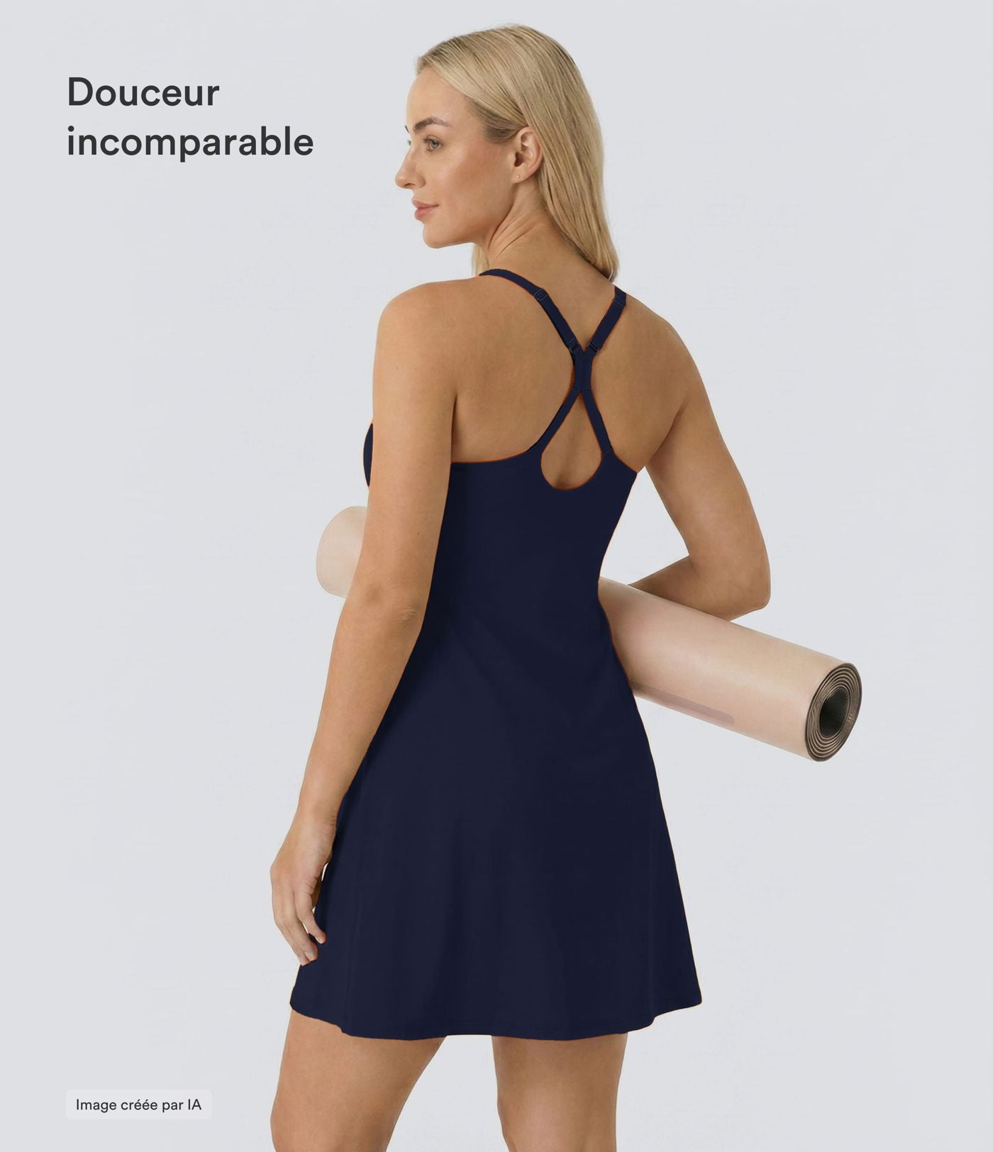 Softlyzero™ Airy Robe Sport de Yoga Plus Longue Dos Nu Découp Bretelles Réglables et Poches