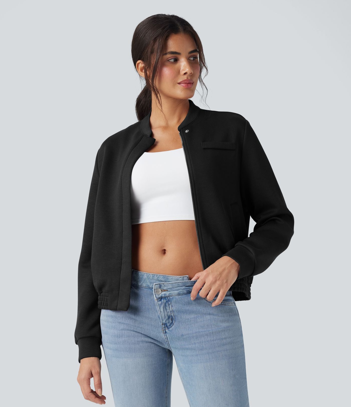 Veste bomber décontractée SpacerTek™ manches longues, col arrondi, avec poches