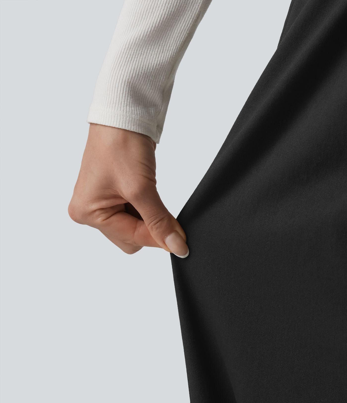 Pantalon chino de travail ample taille haute en coton avec poches