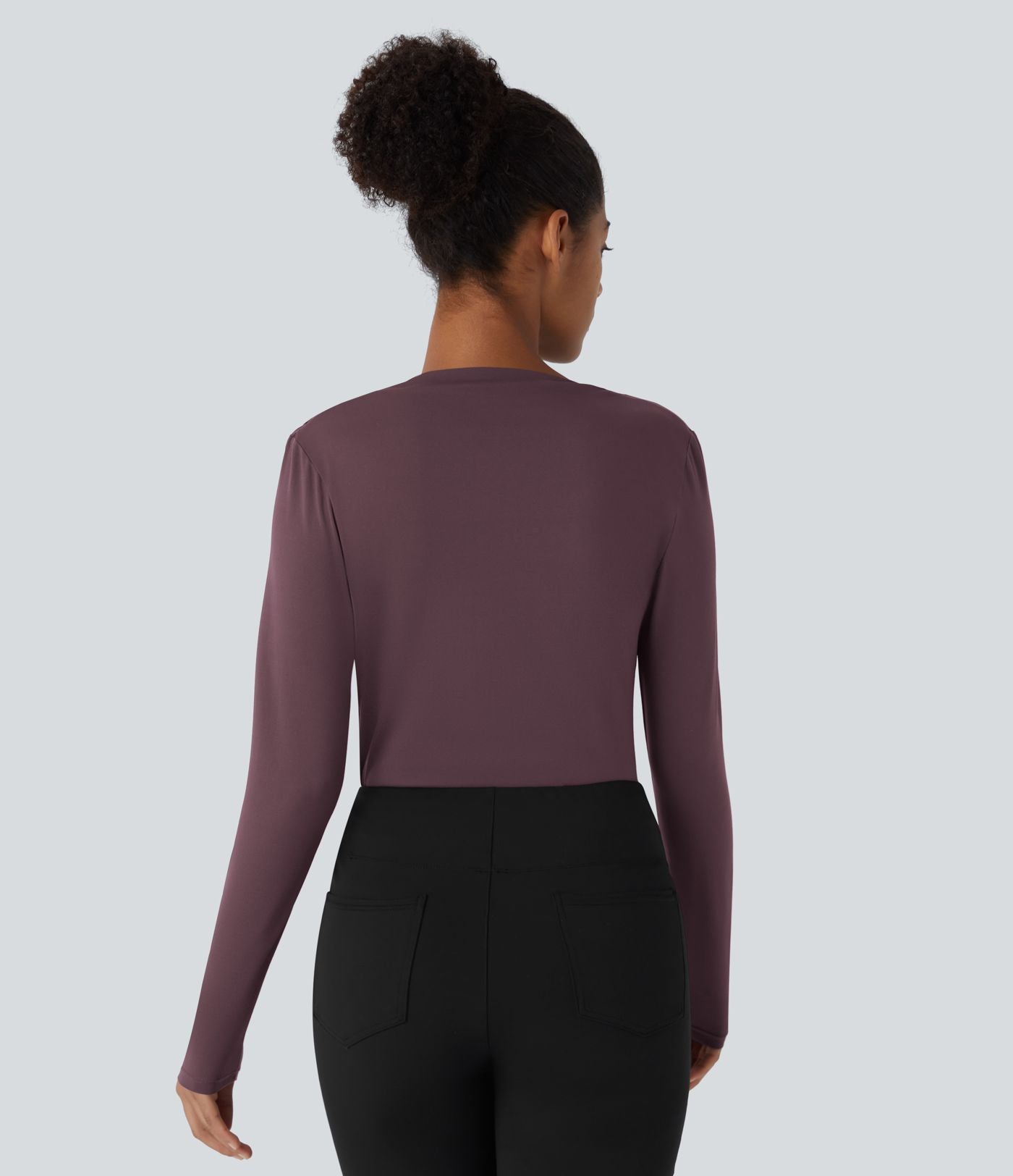 Cowl Neck Ruched Long Sleeve Slim Work Top