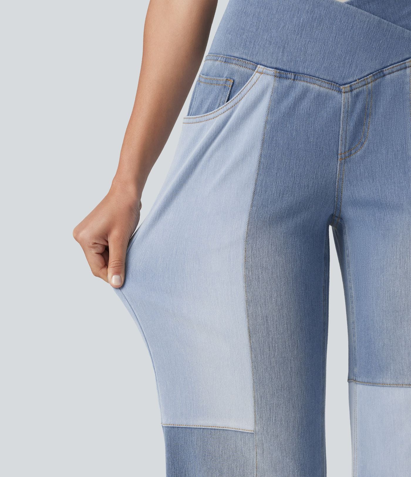 Jean bootcut Halara Flex™ décontracté ventre plat, taille haute, croisé, à empiècements, à poches