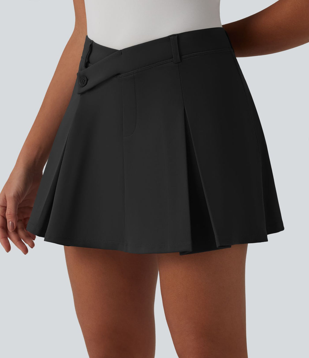 Jupe mini de golf plissée 2-en-1 DayStretch asymétrique taille mi-haute avec poches