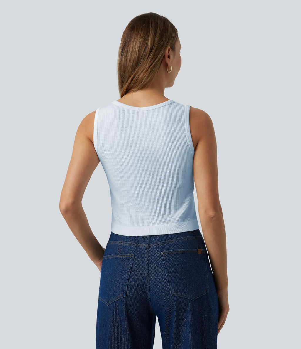 Débardeur court sans coutures en tissu gaufré OneForm Seamless Flow
