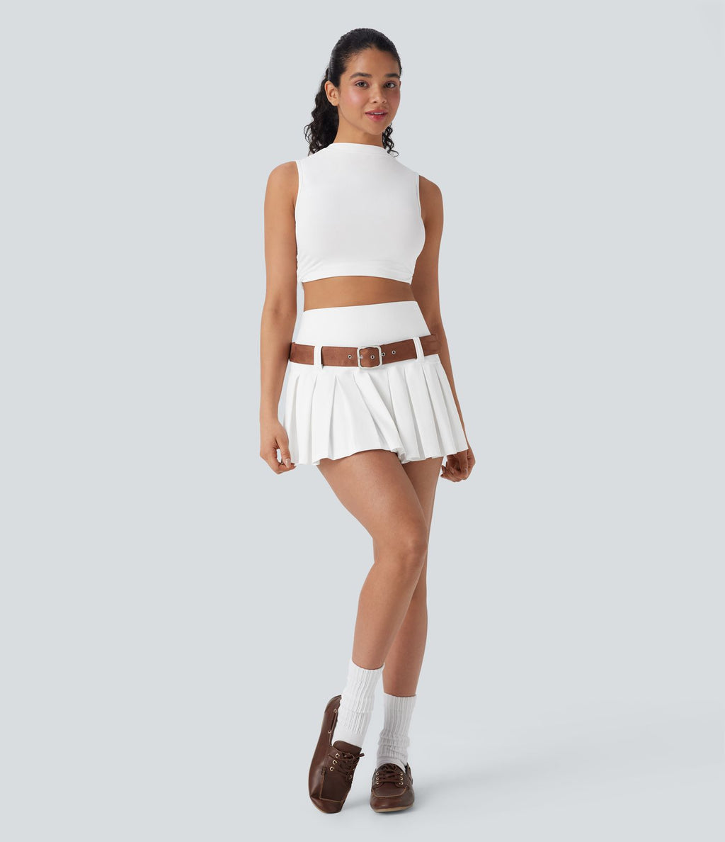 Jupe mini plissée 2-en-1 Softlyzero™ séchage rapide taille haute avec poche - Réversible devant et dos