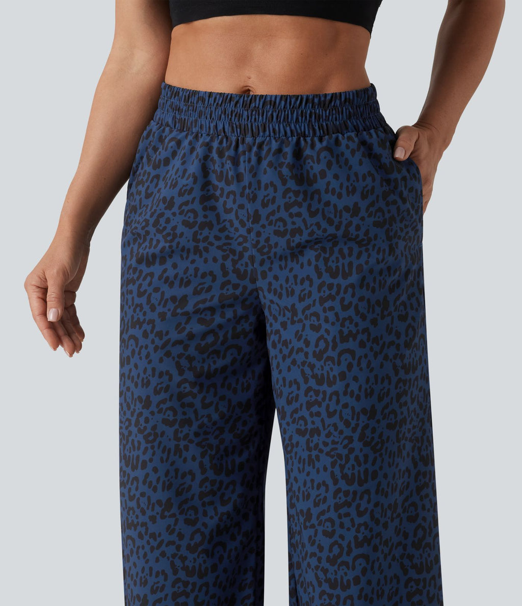 Pantalon danse taille mi-haute imprimé léopard avec poches