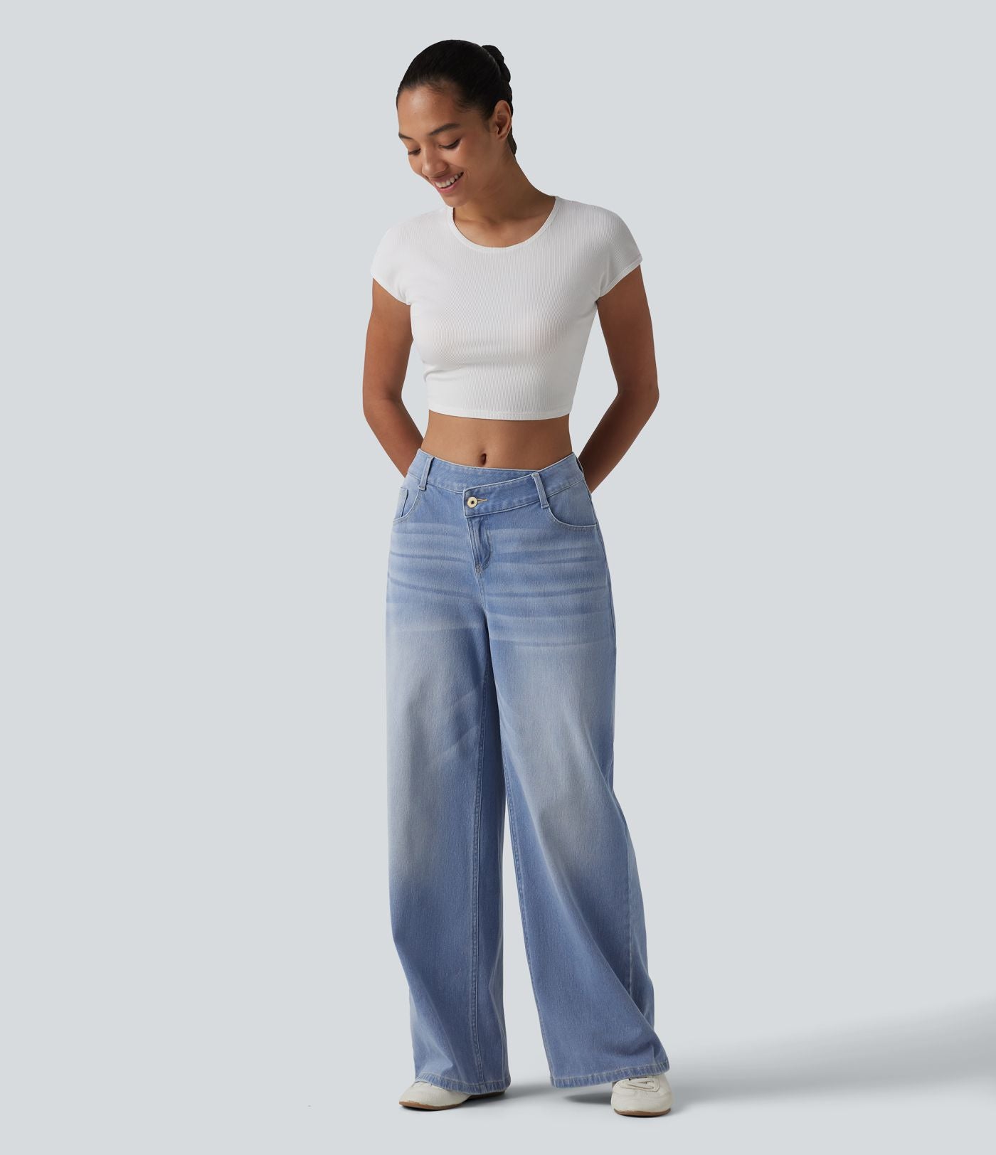 Jean large décontracté Halara Flex™ asymétrique taille mi-haute avec poches