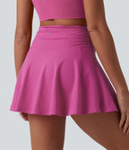 Jupe mini évasée 2-en-1 de tennis taille haute à séchage rapide, avec poches – Protection UPF 40+