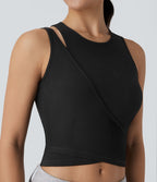 Débardeur de yoga crop top côtelé extensible respectueux de la peau