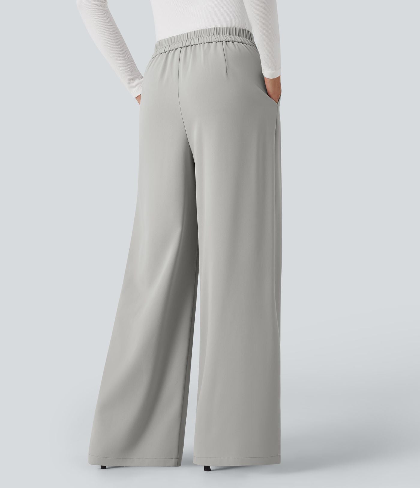 Pantalon tailleur large taille haute croisée avec poches