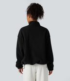 Veste polaire randonnée réversible col montant fermeture éclair manches longues avec poches (Deux looks en un)