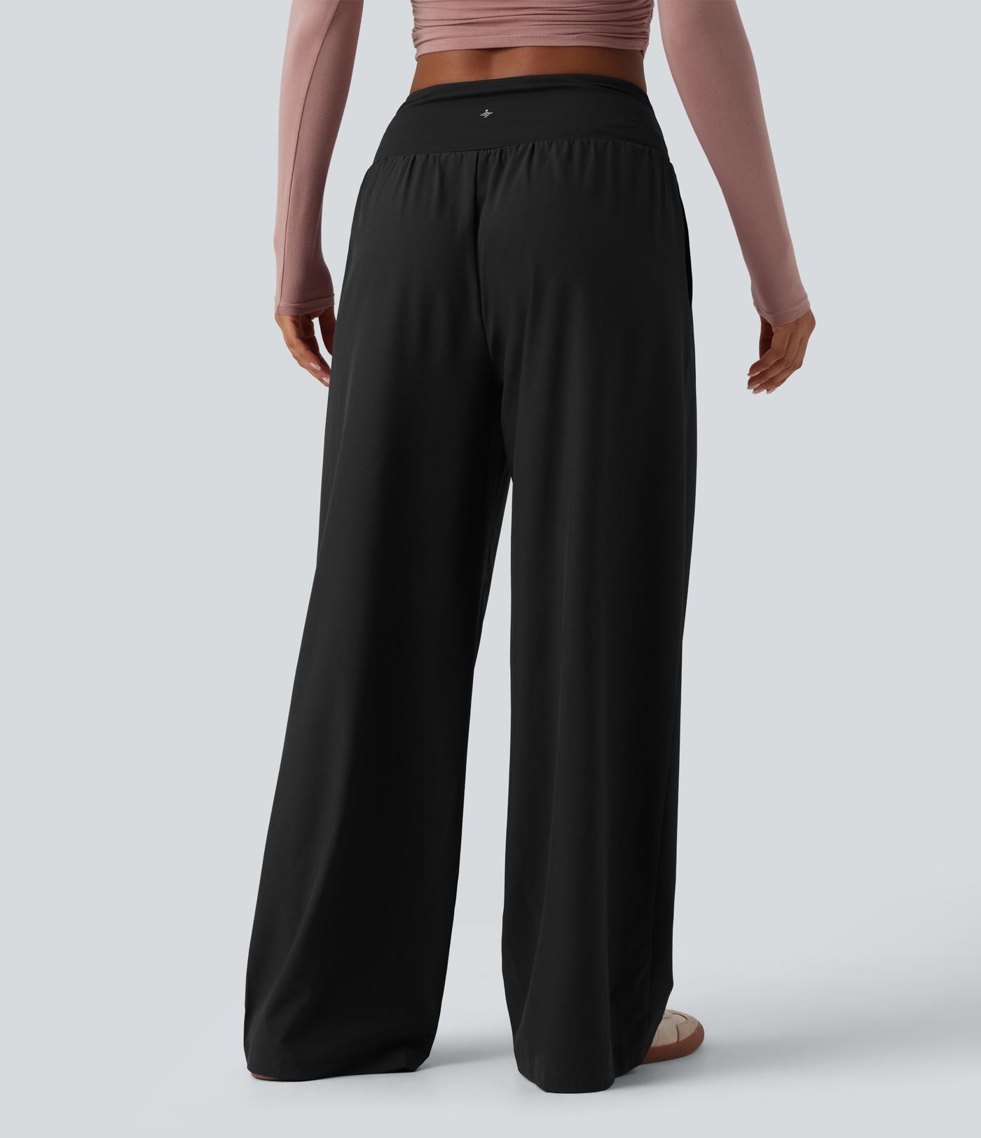 Pantalon ample décontracté taille basse croisée avec poches