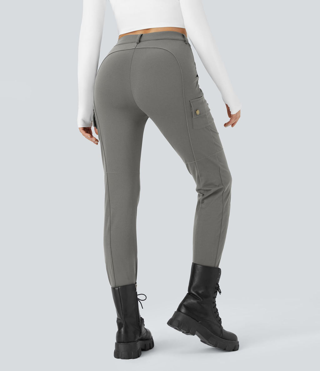 Pantalon cargo ajusté uni taille haute DayStretch avec poches zippées