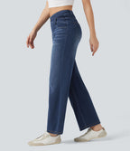 Jean droit Halara Flex™ taille mi-haute croisé gainant avec poches