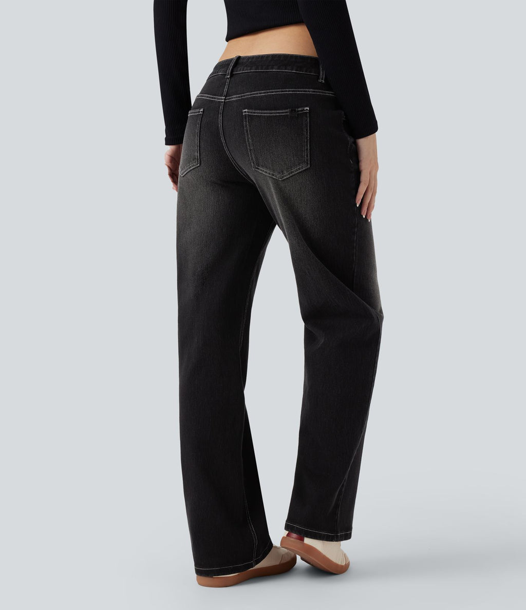 Jean décontracté Halara Flex™ asymétrique jambe droite taille basse avec poches