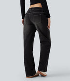 Jean décontracté Halara Flex™ asymétrique jambe droite taille basse avec poches