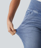 Short en jean Halara Flex™ casual gainant taille haute croisée avec poches