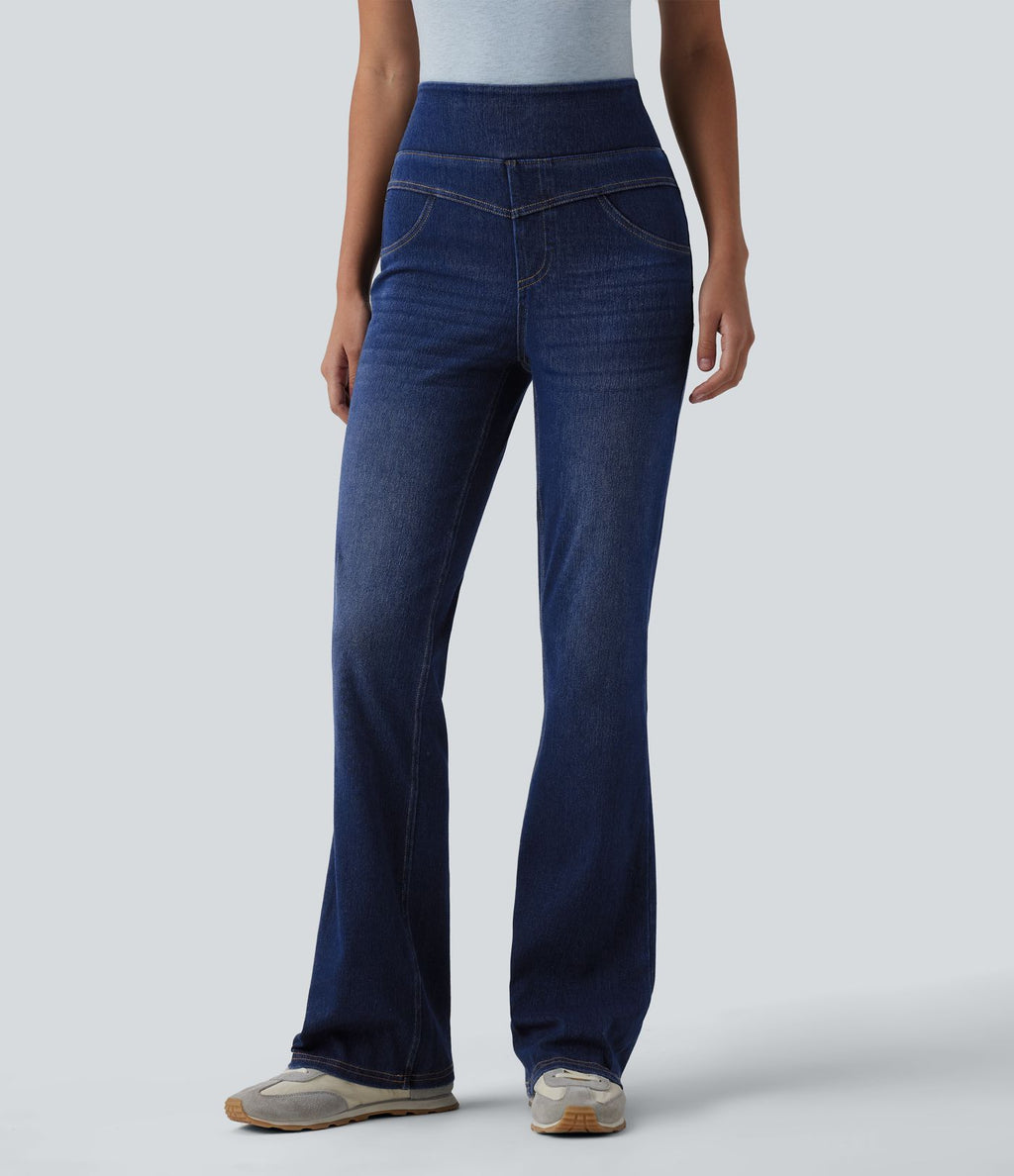 Jean Halara Flex™ taille haute évasé slim décontracté avec poches