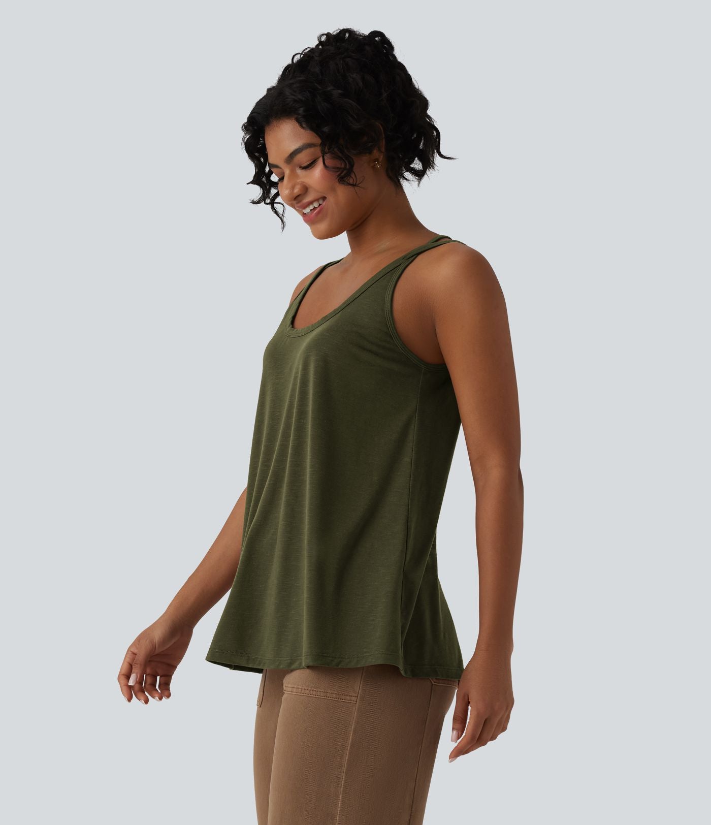Débardeur casual col U coupe ample