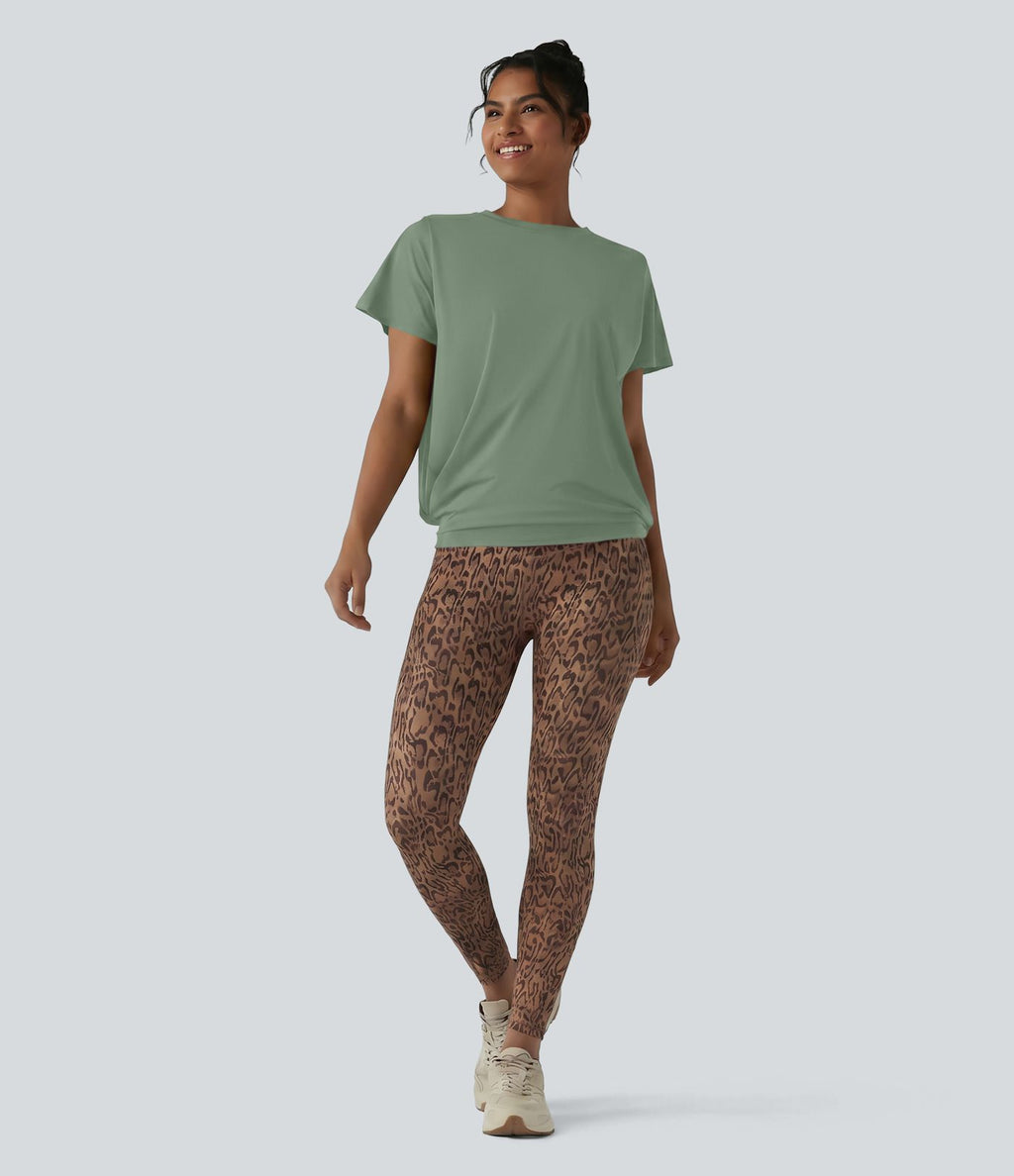 Haut de sport col rond manches courtes effet frais InstantCool avec fronces, protection solaire UPF50+