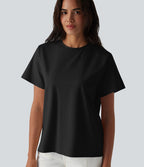 T-shirt casual col rond manches courtes en coton