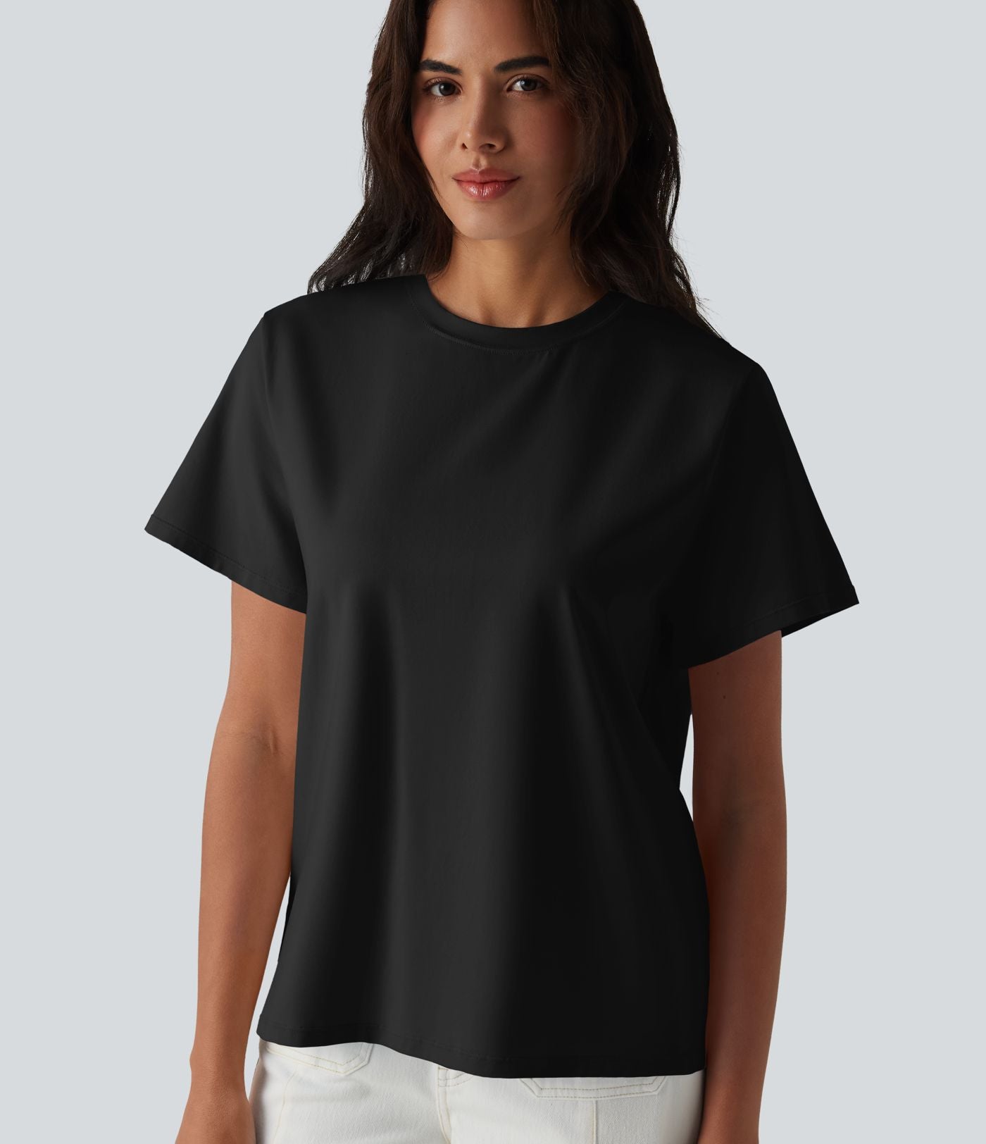 T-shirt casual col rond manches courtes en coton