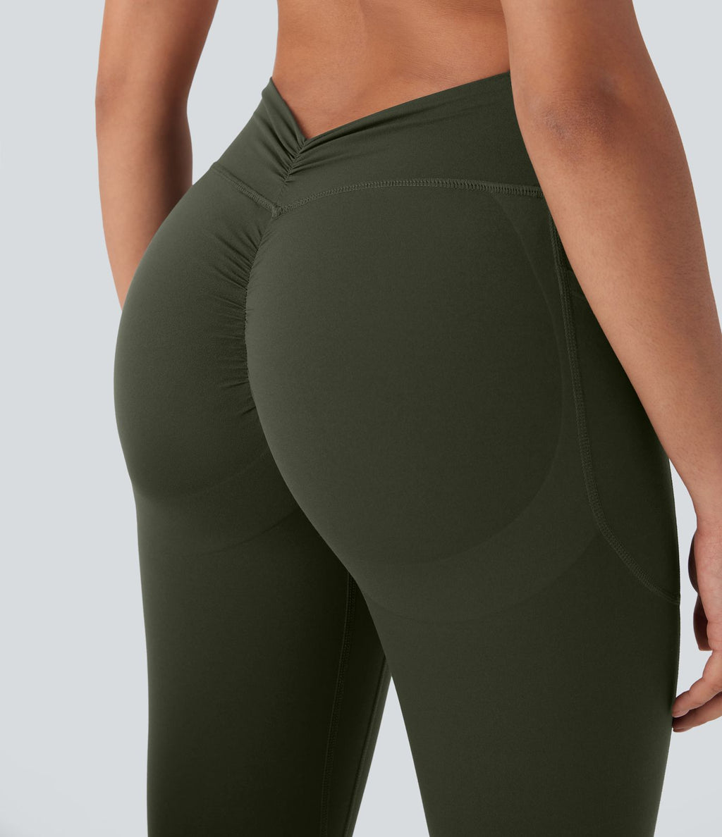 Legging de yoga gainant galbant taille haute avec fronces et poches Halara UltraSculpt™