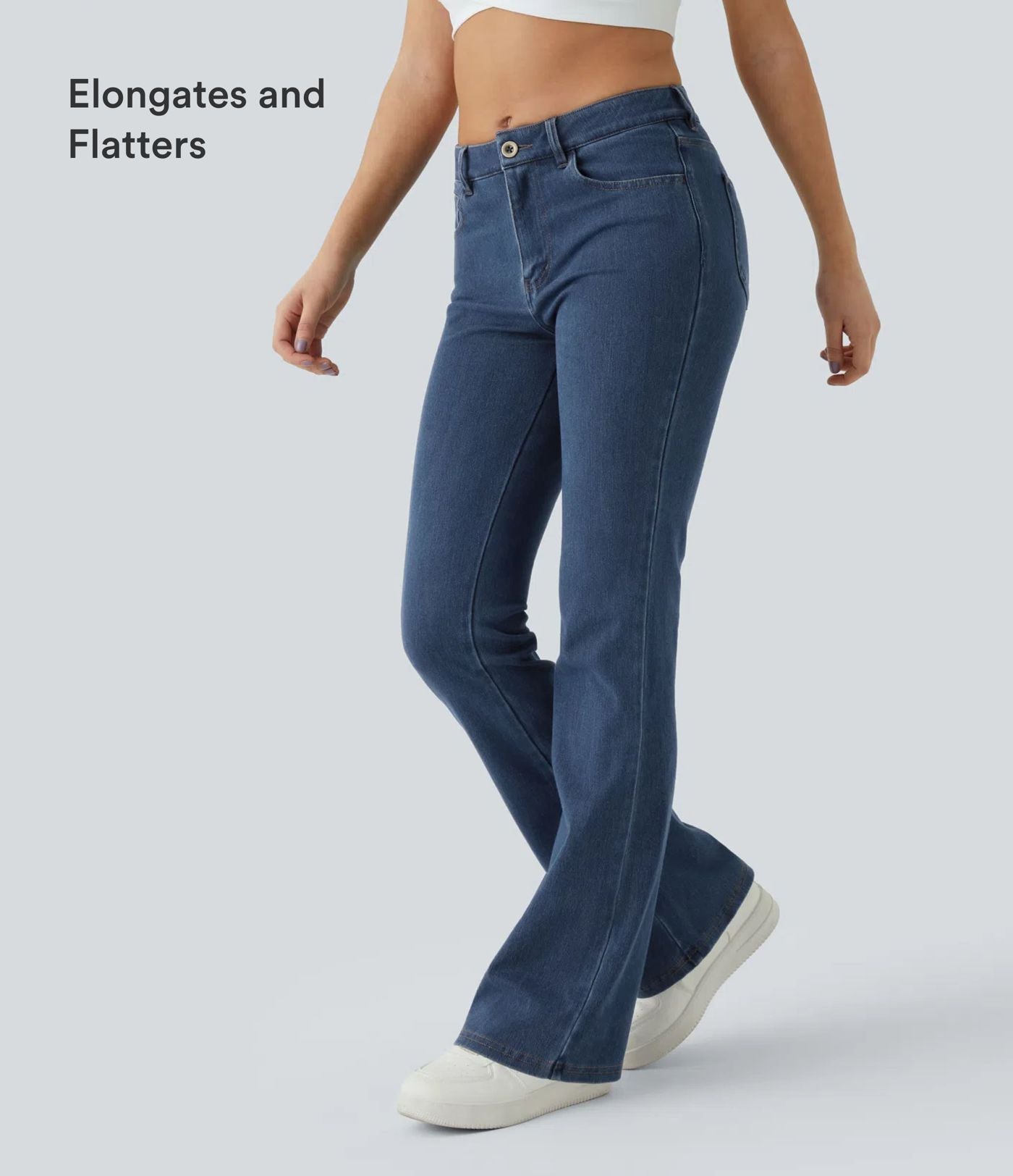 Halara Flex™ Jean Évasé Casual Taille Mi-haute Tricot Extensible Boutonnés Poches