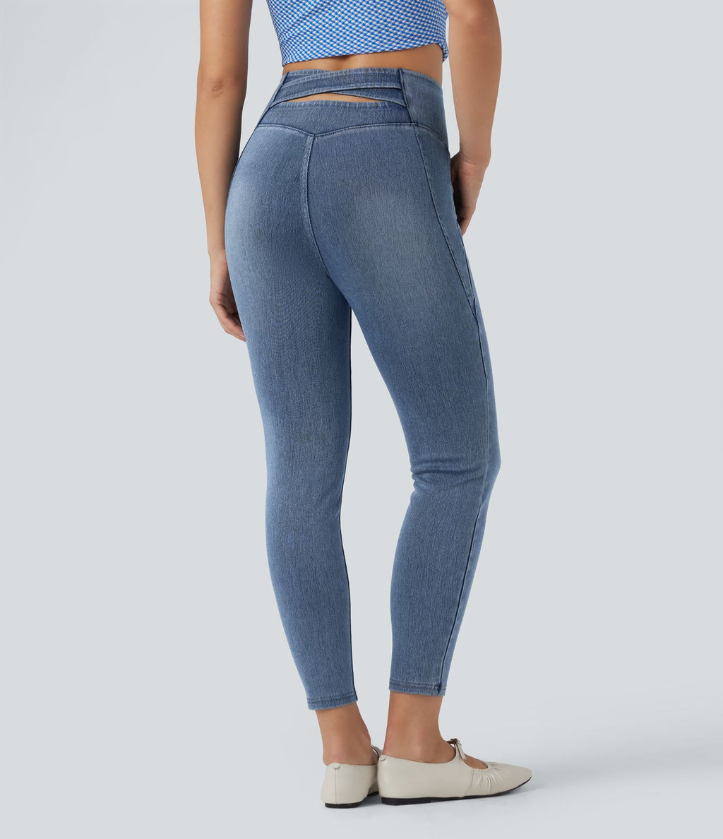 Jean skinny 7/8 Halara Flex™ taille haute dos croisé avec poches