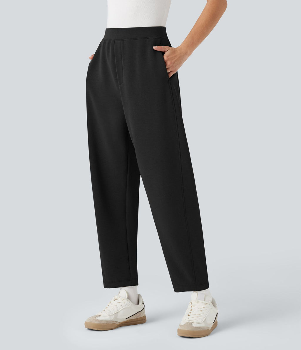 Pantalon décontracté SpacerTek™ taille haute, coupe relax large 7/8, avec poches