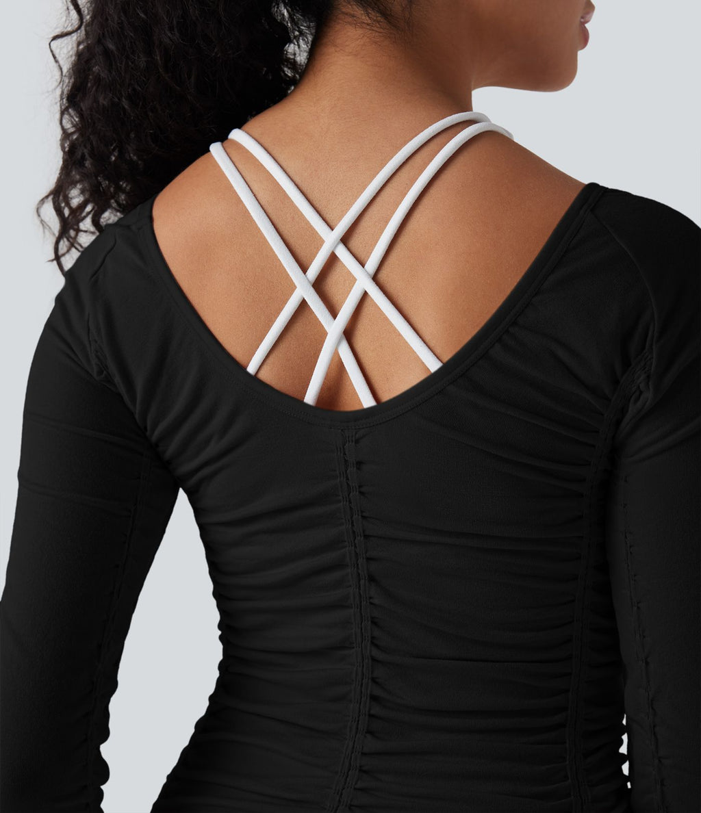 Haut de sport yoga froncé avec finitions ondulées sans couture OneForm Seamless Flow