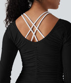 Haut de sport yoga froncé avec finitions ondulées sans couture OneForm Seamless Flow
