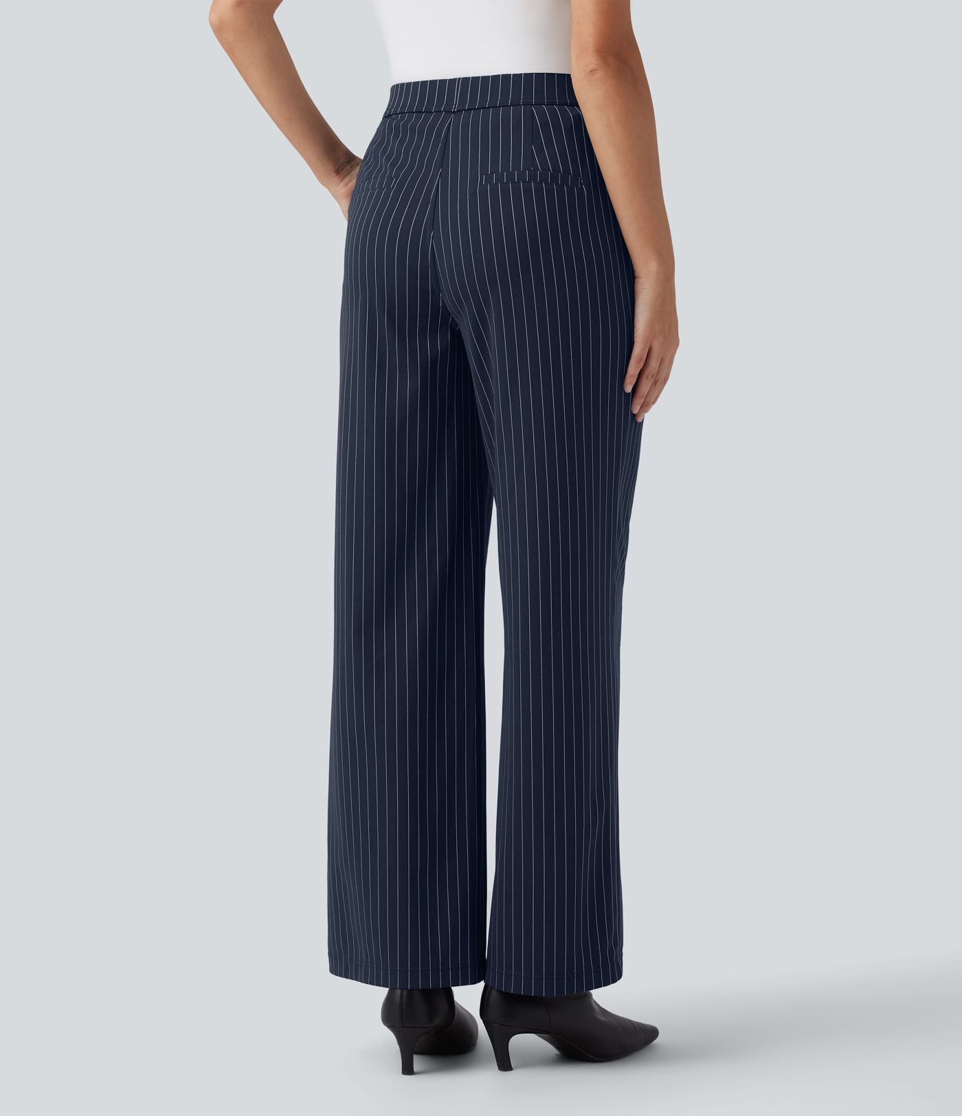 Pantalon Halara Flex™ tailleur droit taille haute rayé effet frais InstantCool avec poches