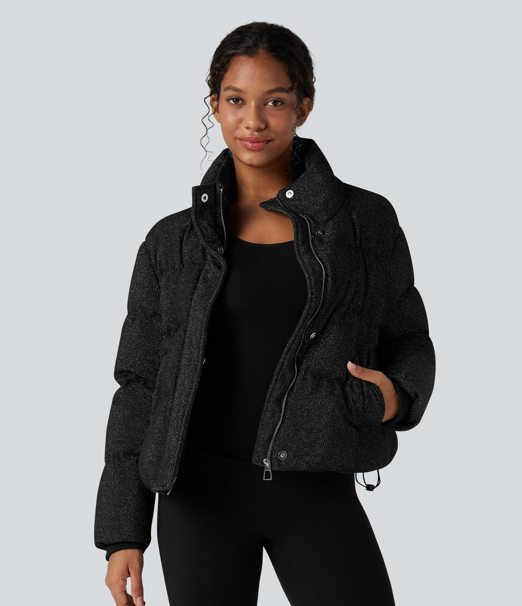 Doudoune col montant, effet sparkle, avec poches